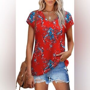 NEW - SAMPEEL - Women's Summer Trendy V-Neck Loose Fit T-Shirt, 4XL